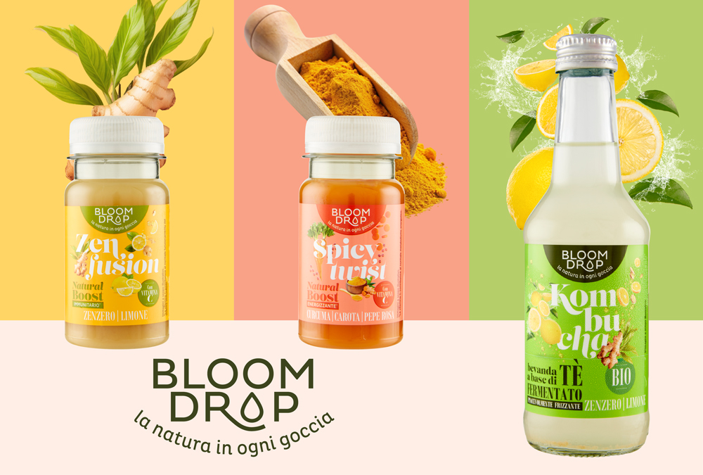 Bloom Drop bevanBloom Drop bevande funzionali benessere Shot al gusto limone e zenzero, curcuma e kombucha - Innovazione e benessere in Esselunga